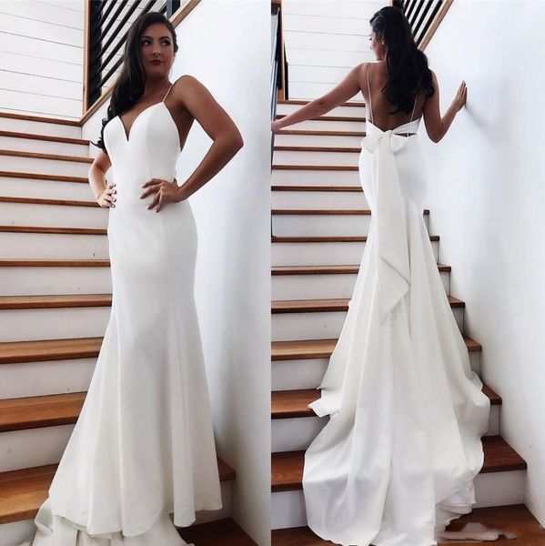 robe de soriee summer backless wedding dresses open back with bow long train mermaid bridal gowns bm1552, White
robe de soriee summer backless wedding dresses open back with bow long train mermaid bridal gowns bm1552, White