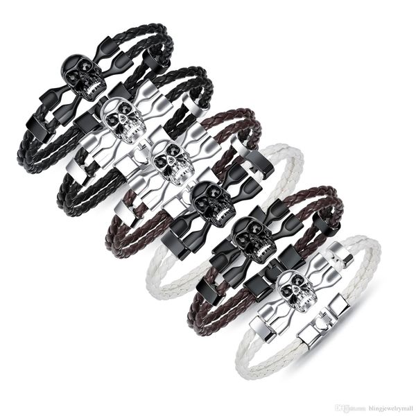multilayer woven brown black white rope leather bracelets&bangle punk skull skeleton bracelet for men fashion jewelry ph1262
multilayer woven brown black white rope leather bracelets&bangle punk skull skeleton bracelet for men fashion jewelry ph1262