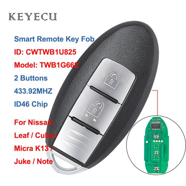 keyecu cwtwb1u825 smart car remote key fob 2 buttons 433.92mhz id46 chip for micra juke note leaf cube, model: twb1g662
keyecu cwtwb1u825 smart car remote key fob 2 buttons 433.92mhz id46 chip for micra juke note leaf cube, model: twb1g662