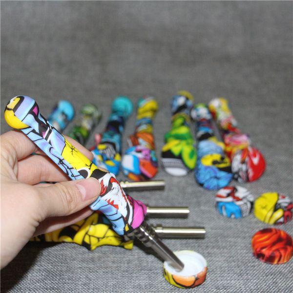 Silicone Nectar Collector with 14.5mm titanium Tip Water Transfer Printing Silicon Mini NC Honey Dab Straw Silicone Pipe Oil pipes
Silicone Nectar Collector with 14.5mm titanium Tip Water Transfer Printing Silicon Mini NC Honey Dab Straw Silicone Pipe Oil pipes