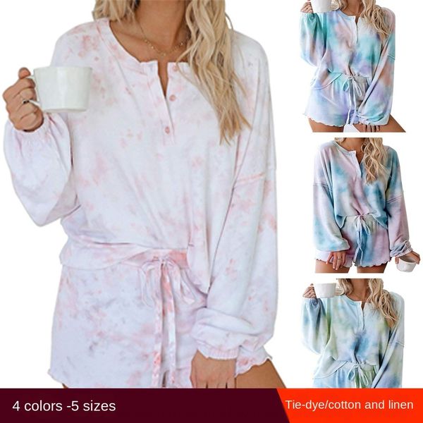 ge8s8 2020 tie-dye comfortable breathable long-leeved frill trim two-piece 2020 tie-dye pajama pajama women's comfortable breathable lo, Blue;red
ge8s8 2020 tie-dye comfortable breathable long-leeved frill trim two-piece 2020 tie-dye pajama pajama women's comfortable breathable lo, Blue;red