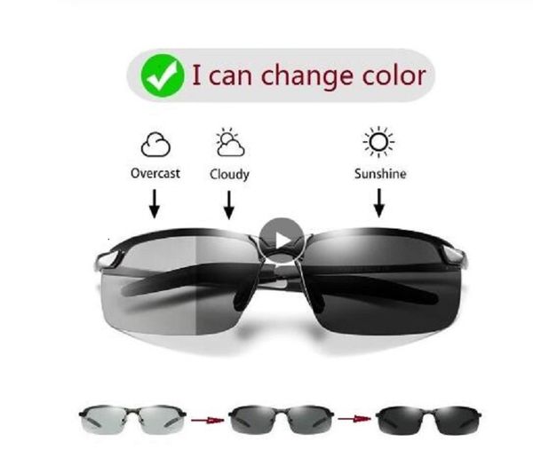 Pchromic Sunglasses Men Polarized Driving Chameleon Glasses Male Change Color Sun Glasses Day Night Vision Driver's Eyewear