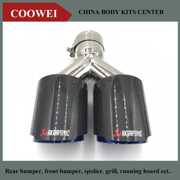 1pcs inlet 2.5'' -outlet 3.5'' (dual) universal tip akrapovic exhaust tip glossy carbon fiber tail pipe blue end tail qu
1pcs inlet 2.5'' -outlet 3.5'' (dual) universal tip akrapovic exhaust tip glossy carbon fiber tail pipe blue end tail qu