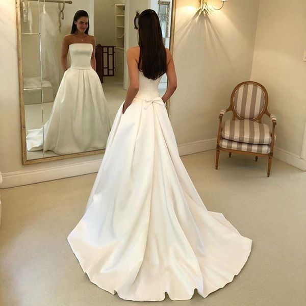 simple a line wedding dresses satin off the shoulder wedding bridal gowns sweep train vestido de noiva sheer beach wedding guest, White
simple a line wedding dresses satin off the shoulder wedding bridal gowns sweep train vestido de noiva sheer beach wedding guest, White