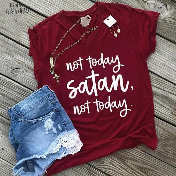 fashion short sleeve t shirt women polyester not today satan letter print v neck t shirt female summer casual burgundy ladies, White
fashion short sleeve t shirt women polyester not today satan letter print v neck t shirt female summer casual burgundy ladies, White
