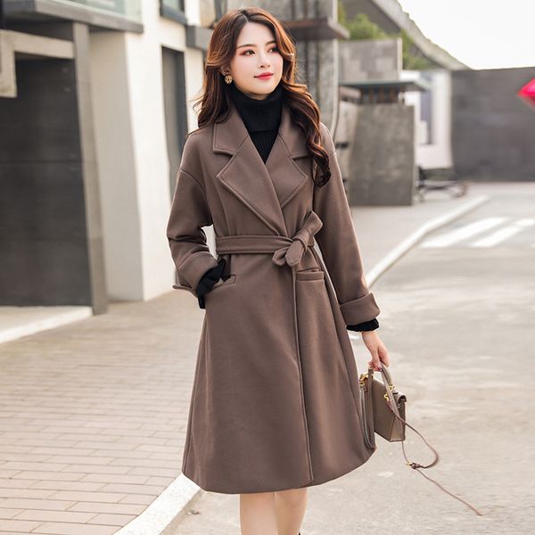 plus size loose warm wool blends long winter coat turn-down collar adjustable belt wool coats women office work wear elegant, Black
plus size loose warm wool blends long winter coat turn-down collar adjustable belt wool coats women office work wear elegant, Black