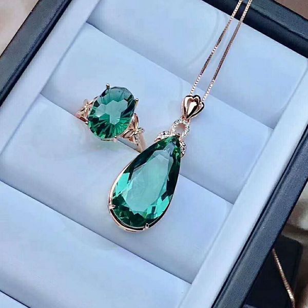 fresh 13*25mm brazi crystal s925 sterling silver water drop fine jewelry sets for women party green gemstone rings pendants, Black
fresh 13*25mm brazi crystal s925 sterling silver water drop fine jewelry sets for women party green gemstone rings pendants, Black