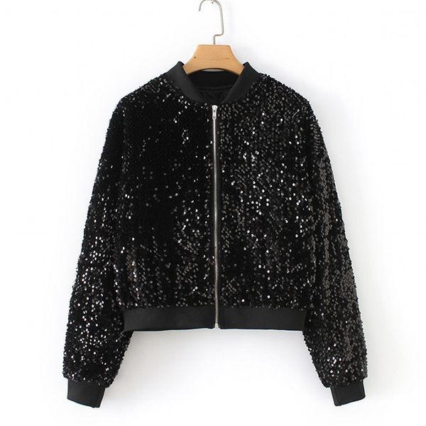 women's jackets women spring autumn o-neck long sleeves zipper sequin designed short pattern jacket black all matching solid color fs07, Black;brown
women's jackets women spring autumn o-neck long sleeves zipper sequin designed short pattern jacket black all matching solid color fs07, Black;brown