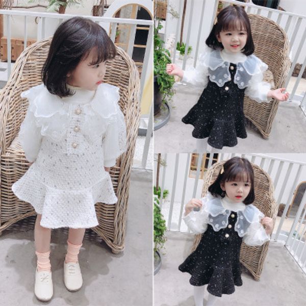 весна новая 3-7-летняя девочка детская мода принцесса шить платье + кружевная нижняя рубашка жемчужная двухсекционная детская одежда прилив, White 
весна новая 3-7-летняя девочка детская мода принцесса шить платье + кружевная нижняя рубашка жемчужная двухсекционная детская одежда прилив, White