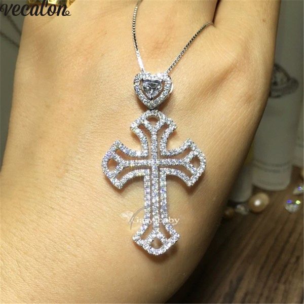 vecalon heart lover big cross pendant 925 sterling silver 5a cz stone cross pendant necklace for women men party wedding jewelry
vecalon heart lover big cross pendant 925 sterling silver 5a cz stone cross pendant necklace for women men party wedding jewelry