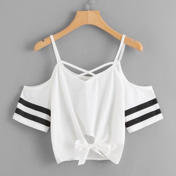 women short sleeve off shoulder shirt crop vest female summer striped tank cami ladies camisole camiseta mujer tirantes, White
women short sleeve off shoulder shirt crop vest female summer striped tank cami ladies camisole camiseta mujer tirantes, White