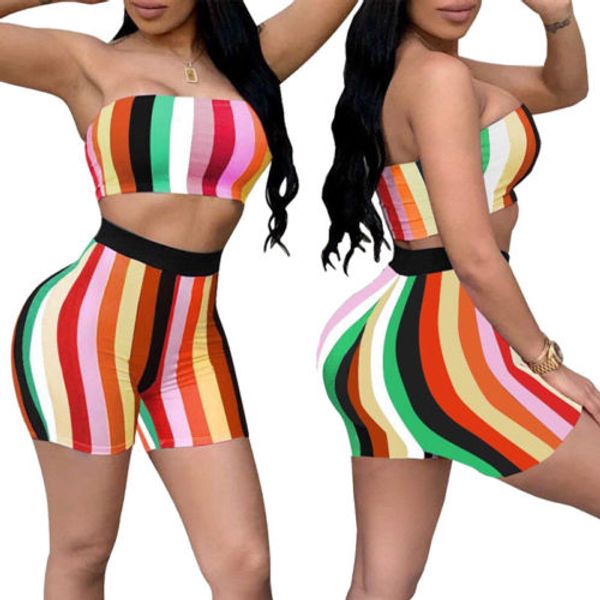 women clothes set 2 piece outfits bodycon striped print sleeveless tube shorts pajamas, White;red
women clothes set 2 piece outfits bodycon striped print sleeveless tube shorts pajamas, White;red