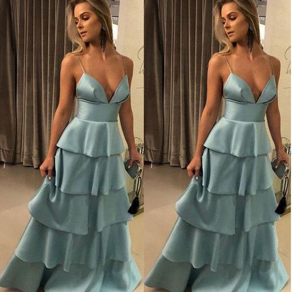 2019 new arrival tiered prom dresses long floor length spaghetti straps sleeveless inexpensive evening party gowns custom made, Black
2019 new arrival tiered prom dresses long floor length spaghetti straps sleeveless inexpensive evening party gowns custom made, Black