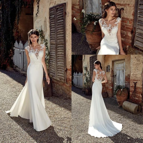 2020 mermaid bohemia wedding dresses cap sleeves tulle lace applique plus size wedding bridal gowns robes de mariée, White
2020 mermaid bohemia wedding dresses cap sleeves tulle lace applique plus size wedding bridal gowns robes de mariée, White
