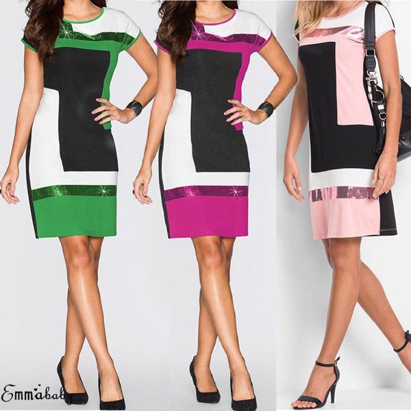 ladies women summer dress casual short sleeve party evening short mini dress new fashion patchwork dresses, Black;gray
ladies women summer dress casual short sleeve party evening short mini dress new fashion patchwork dresses, Black;gray