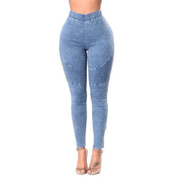 fitness skinny denim jeans women casual pencil pants pleated stretch elastic waist jean bodycon trousers, Blue
fitness skinny denim jeans women casual pencil pants pleated stretch elastic waist jean bodycon trousers, Blue