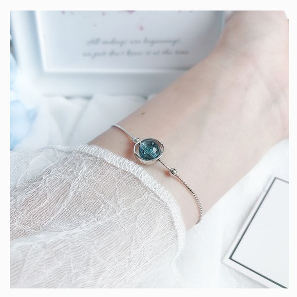 round blue crystal girls' bracelets summer s925 sterling silver bracelet for women jewelry gift birthday present, Black
round blue crystal girls' bracelets summer s925 sterling silver bracelet for women jewelry gift birthday present, Black