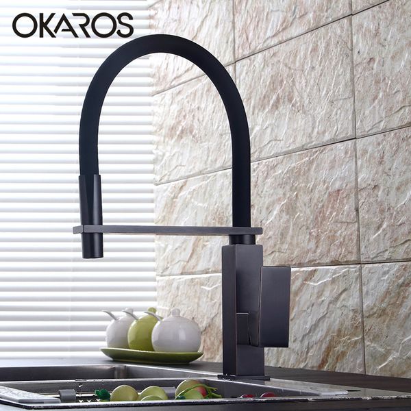 

okaros kitchen faucet pull out down 360 degree rotation nickle brushed orb single handle sink cold water tap mixer