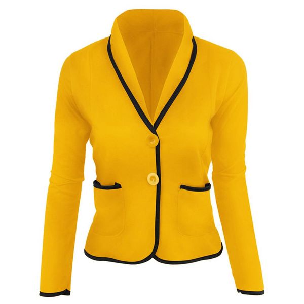 office lady autumn solid color lapel collar buttons pockets short blazer jacket women fashion long sleeve coat, Black
office lady autumn solid color lapel collar buttons pockets short blazer jacket women fashion long sleeve coat, Black