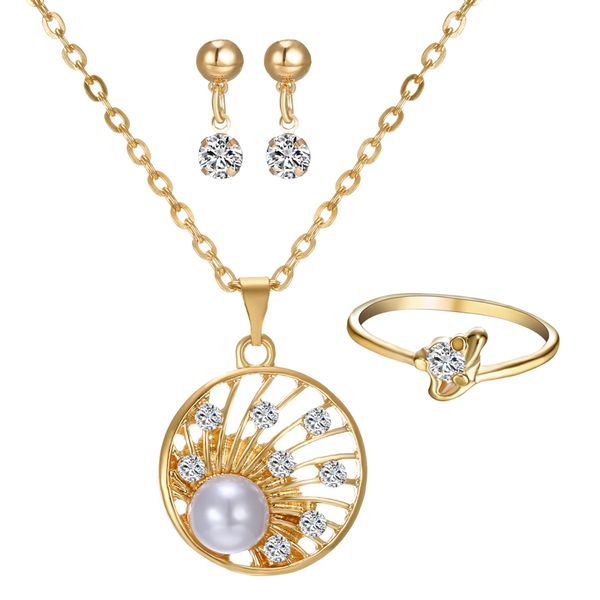 gold jewelry set simulated pearl pendant necklace earring ring for women bride wedding jewelry, Silver
gold jewelry set simulated pearl pendant necklace earring ring for women bride wedding jewelry, Silver