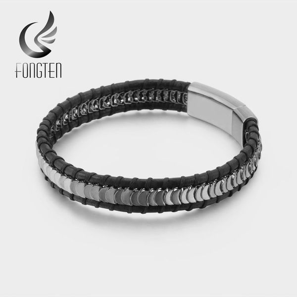 fongten gold silver stainless steel black leather men bracelet vintage jewelry boyfriend christmas gift
fongten gold silver stainless steel black leather men bracelet vintage jewelry boyfriend christmas gift