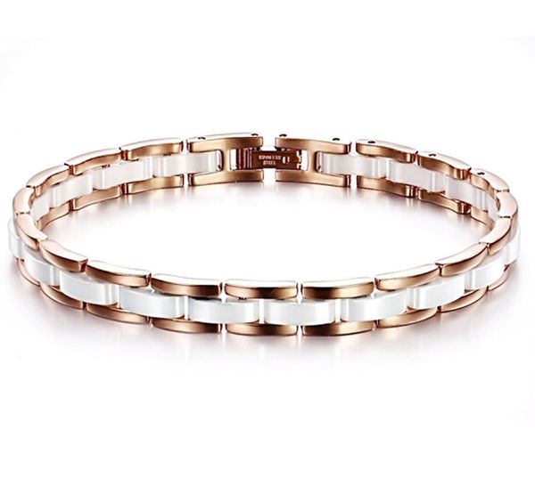 titanium steel men and women black and white ceramic couple bangles 18k rose gold-plated love jewelry chain length 18cm
titanium steel men and women black and white ceramic couple bangles 18k rose gold-plated love jewelry chain length 18cm