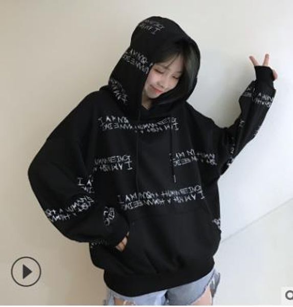 2019 new arrival winter women's sweatshirt harajuku letter printing hooded sweatshirt bf long-sleeved loose pullovers sweatshirt, Black
2019 new arrival winter women's sweatshirt harajuku letter printing hooded sweatshirt bf long-sleeved loose pullovers sweatshirt, Black