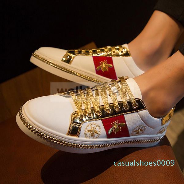 2020 men's casual shoes men black sneakers microfiber leather golden designer luxury bee embroidery breathable shoes c09
2020 men's casual shoes men black sneakers microfiber leather golden designer luxury bee embroidery breathable shoes c09