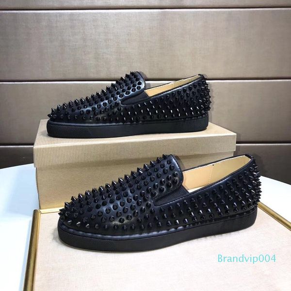 luxury designer red bottom loafers men women genuine leather slip on platform casual sneakers spikes wedding party flats size 35-46, Black
luxury designer red bottom loafers men women genuine leather slip on platform casual sneakers spikes wedding party flats size 35-46, Black