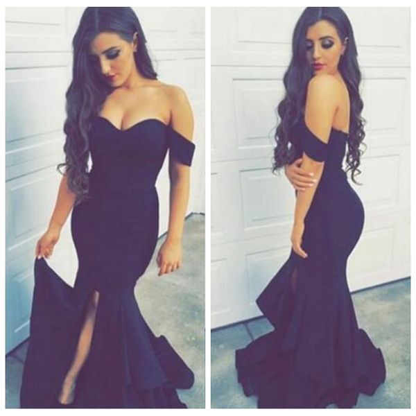 off shoulder slim navy blue mermaid prom dresses split formal long 2019 special occasion party gowns formal evening gowns cheap, Black
off shoulder slim navy blue mermaid prom dresses split formal long 2019 special occasion party gowns formal evening gowns cheap, Black
