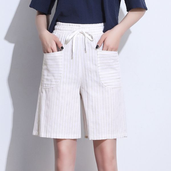 elastic high waist shorts women summer loose cotton linen straight white stripe casual short pant plus size wide leg suit shorts, White;black
elastic high waist shorts women summer loose cotton linen straight white stripe casual short pant plus size wide leg suit shorts, White;black