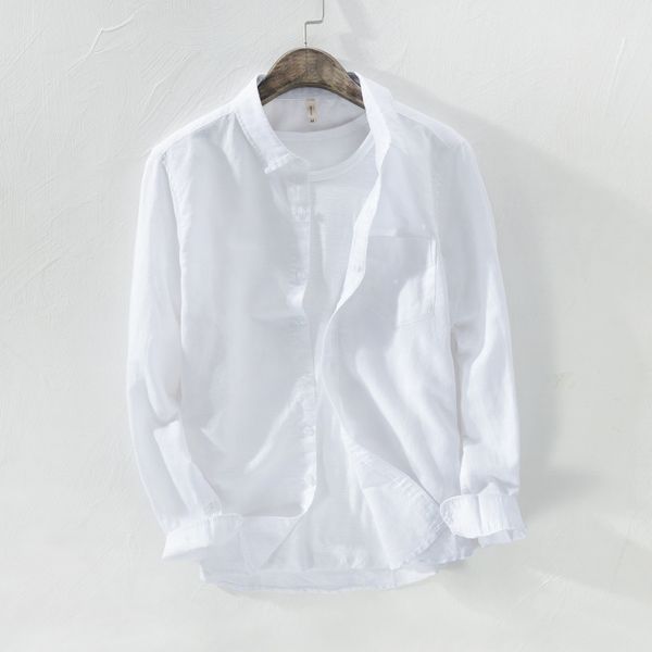 men's casual shirts 2021 summer mens luxury cotton linen beach designer long sleeved business male work single breasted, White;black
men's casual shirts 2021 summer mens luxury cotton linen beach designer long sleeved business male work single breasted, White;black
