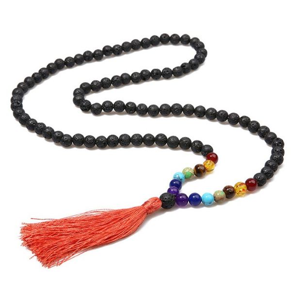 8mm 7 chakra yoga energy stone strand necklace natural black volcanic 108 beads tassel long necklaces for women men meditation, Silver
8mm 7 chakra yoga energy stone strand necklace natural black volcanic 108 beads tassel long necklaces for women men meditation, Silver