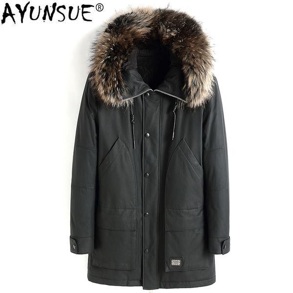 ayunsue genuine leather jacket men raccoon fur collar long coat winter jacket men cow leather down jackets z18jmn18009my1440, Black
ayunsue genuine leather jacket men raccoon fur collar long coat winter jacket men cow leather down jackets z18jmn18009my1440, Black