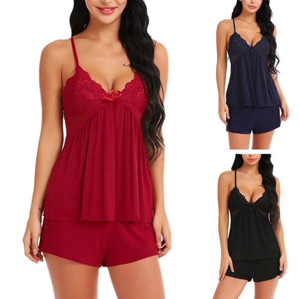 womens two piece pajamas set deep v-neck backless cross bandage tank sleepwear wide leg floral lace patchwork shorts ba, Blue;gray
womens two piece pajamas set deep v-neck backless cross bandage tank sleepwear wide leg floral lace patchwork shorts ba, Blue;gray