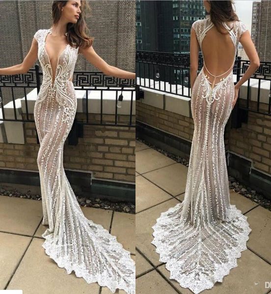 berta mermaid wedding dresses deep v neck lace appliqued pearls hollow back beach wedding dress cap sleeve country bridal gowns custom, White
berta mermaid wedding dresses deep v neck lace appliqued pearls hollow back beach wedding dress cap sleeve country bridal gowns custom, White