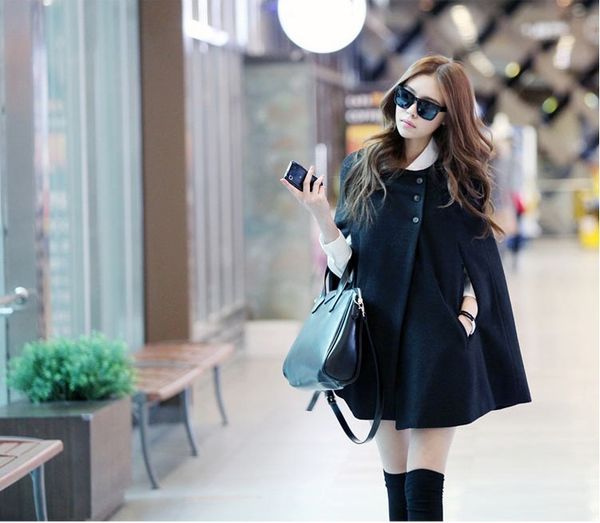 women winter warm coat jacket batwing wool casual poncho loose cloak cape black outwear manteau femme plus size
women winter warm coat jacket batwing wool casual poncho loose cloak cape black outwear manteau femme plus size