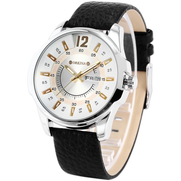 mg. orkina japan made movement black soft leather strap stainless steel silver-tone case auto date orologio quartz watch man, Slivery;brown
mg. orkina japan made movement black soft leather strap stainless steel silver-tone case auto date orologio quartz watch man, Slivery;brown