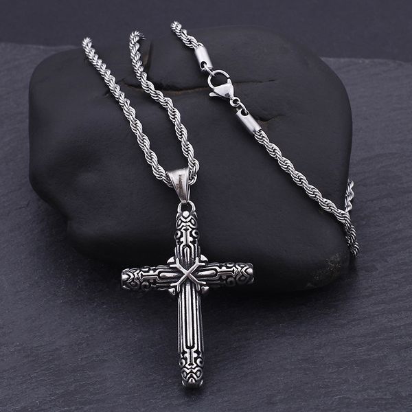 european and american titanium steel casting cross men's pendant punk style personality men's necklace jewelry, Black
european and american titanium steel casting cross men's pendant punk style personality men's necklace jewelry, Black
