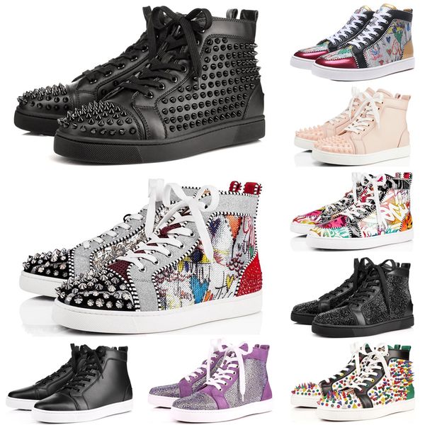 spikes red bottom studded sneakers women men luxury designer flat casual shoes glitter party lovers genuine leather shoes, Black
spikes red bottom studded sneakers women men luxury designer flat casual shoes glitter party lovers genuine leather shoes, Black