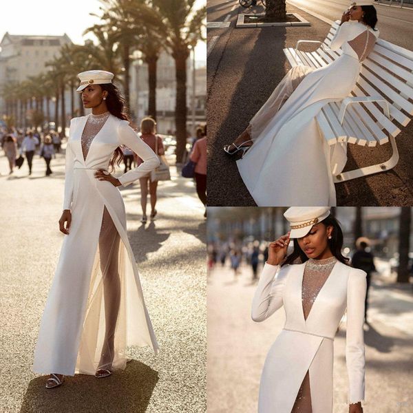 2020 berta boho wedding dresses lace rhinestones side split floor length bridal gowns high collar plus size beach robes de mariée, White
2020 berta boho wedding dresses lace rhinestones side split floor length bridal gowns high collar plus size beach robes de mariée, White