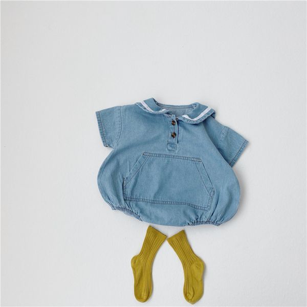 2020 summer toddlers baby denim soft bodysuits sailor collar korean style infants clothes casual overalls kids jumpsuits, Blue
2020 summer toddlers baby denim soft bodysuits sailor collar korean style infants clothes casual overalls kids jumpsuits, Blue