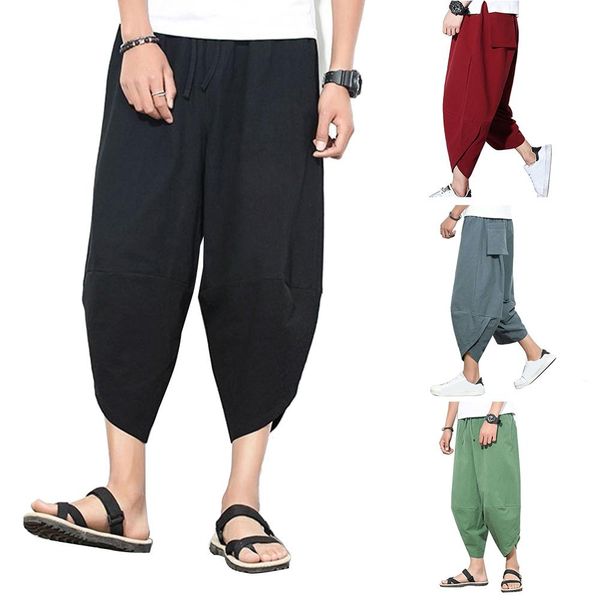 plus size men solid color capri pants drawstring oversize samurai trousers style cropped pants men men's, Black
plus size men solid color capri pants drawstring oversize samurai trousers style cropped pants men men's, Black