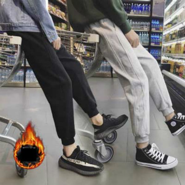 men designer pants personalized tide brand winter sports pants plus velvet thick long-legged clothing 2020 new arrival high quality, Black 
men designer pants personalized tide brand winter sports pants plus velvet thick long-legged clothing 2020 new arrival high quality, Black