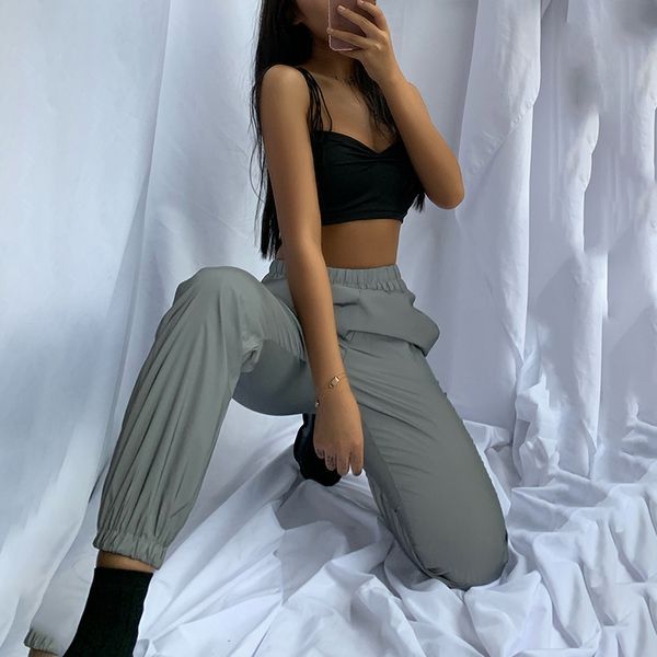 spring ladies reflective sport pants high street grey active womens pencil pants solid panelled female trousers, Black;white
spring ladies reflective sport pants high street grey active womens pencil pants solid panelled female trousers, Black;white