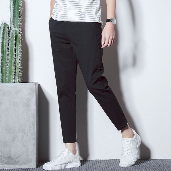 men's pants summer simple fashion pure cotton mid waist trousers slim casual small feet ins style version l81, Black
men's pants summer simple fashion pure cotton mid waist trousers slim casual small feet ins style version l81, Black