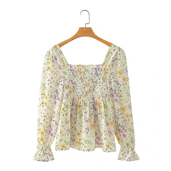 women chiffon shirts office lady slash neck petal sleeve folds slim fit blouse fashion elegant female floral print thin shirt, White
women chiffon shirts office lady slash neck petal sleeve folds slim fit blouse fashion elegant female floral print thin shirt, White