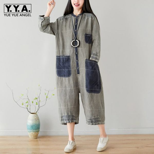 summer 2019 o-neck calf-length pants wide leg jumpsuit women japan style cotton linen pockets vintage loose overalls female, Blue
summer 2019 o-neck calf-length pants wide leg jumpsuit women japan style cotton linen pockets vintage loose overalls female, Blue