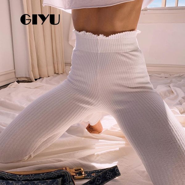 giyu solid white ribbed women high waist pencil pants casual skinny legging long trousers ruffles leggings fitness feminina, Black
giyu solid white ribbed women high waist pencil pants casual skinny legging long trousers ruffles leggings fitness feminina, Black