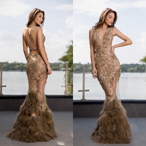 vintage gorgeous mermaid prom dresses lace appliques sequins beads feather cocktail party gowns floor length v neck evening dresses, Black
vintage gorgeous mermaid prom dresses lace appliques sequins beads feather cocktail party gowns floor length v neck evening dresses, Black